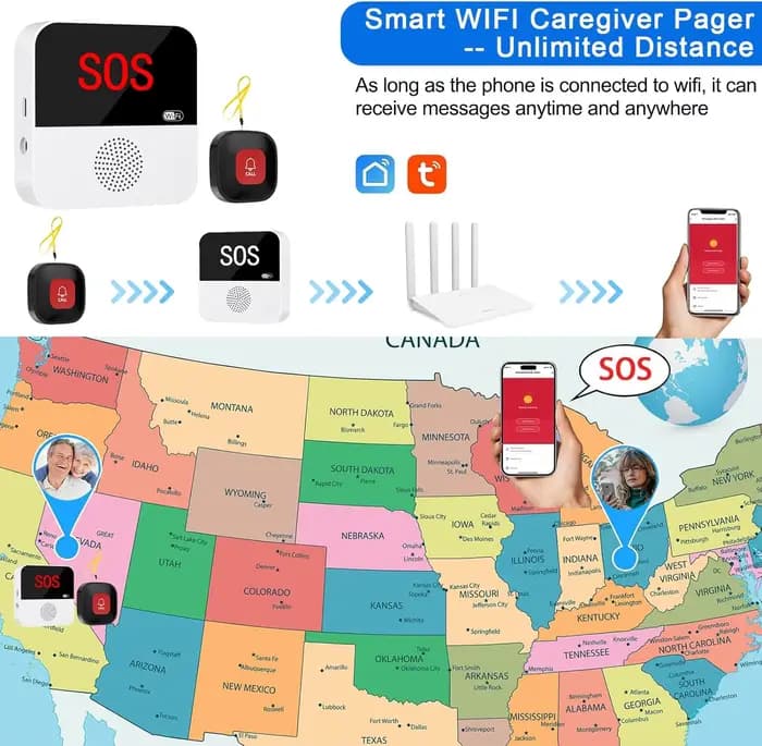 Système de bouton d'appel SOS sans fil WiFi intelligent pour soignant