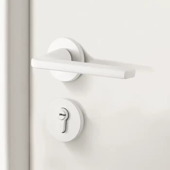 Serrure de porte de chambre blanche, serrure fendue silencieuse, serrure de poignée de porte en bois domestique