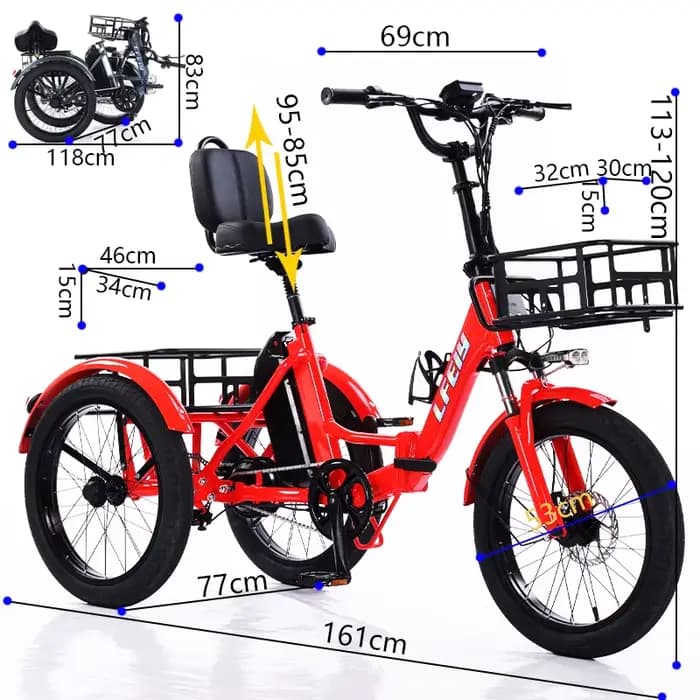 Tricycle électrique pliant pour adultes âgés