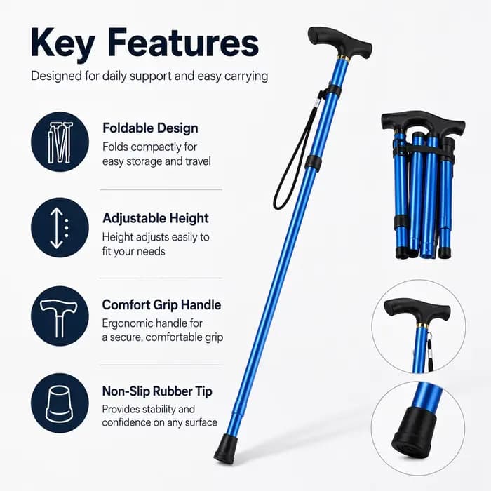 Canne de marche pliable réglable