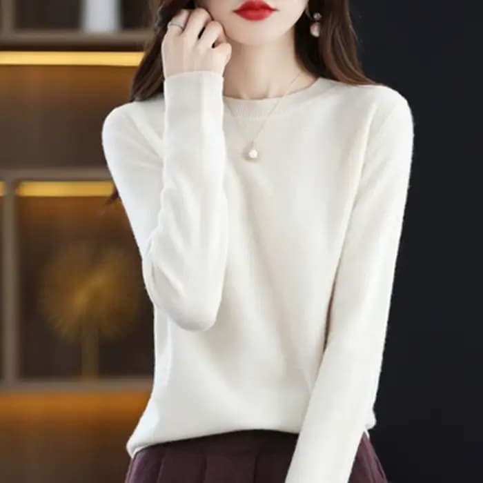 Femmes pull col rond automne hiver basique pull chaud décontracté Pulls pulls coréen à manches longues solide tricots chemise de fond