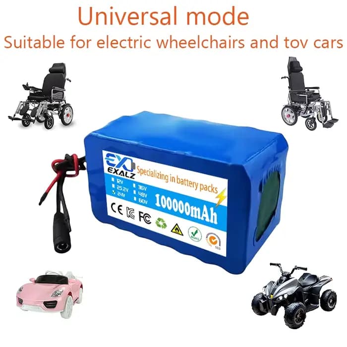 Batterie au lithium 7S4P 24V pour fauteuil roulant avec BMS