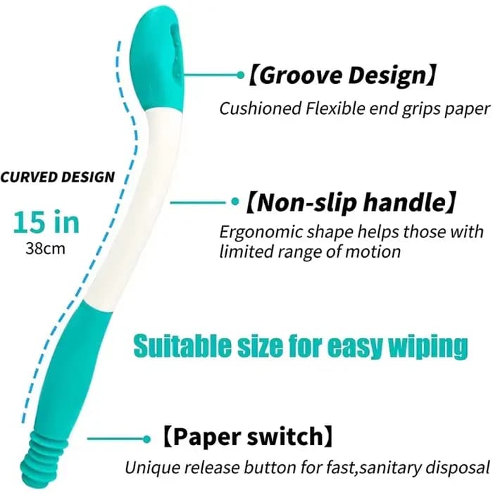Untior nouvel outil d'aide aux toilettes baguette fesses inférieures sûre facile longue portée nettoyage hygiénique réduit la fatigue-essentiel de sécurité de la salle de bain