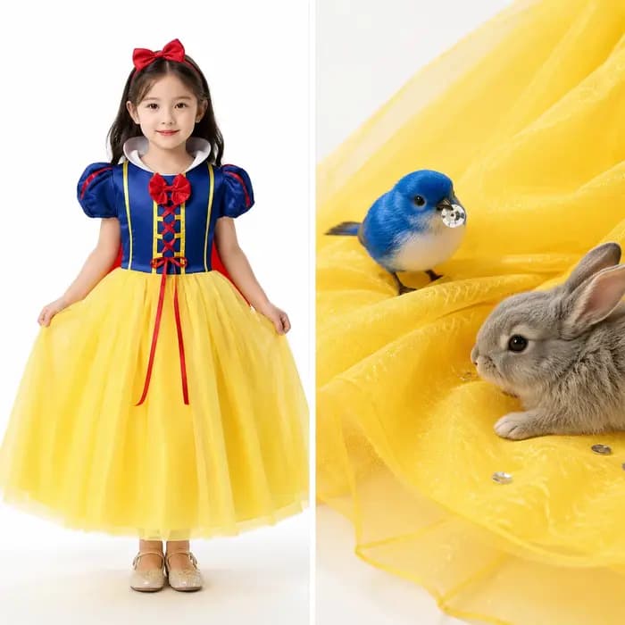 Robe de princesse Blanche-Neige pour filles, costume de fête d'Halloween, tenue de jeu de rôle pour tout-petits, enfants, vêtements de cosplay fantaisie de dessin animé