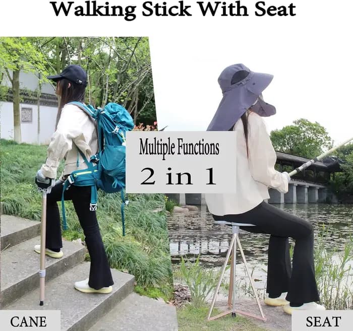 Canne de tabouret pliante pour personnes âgées