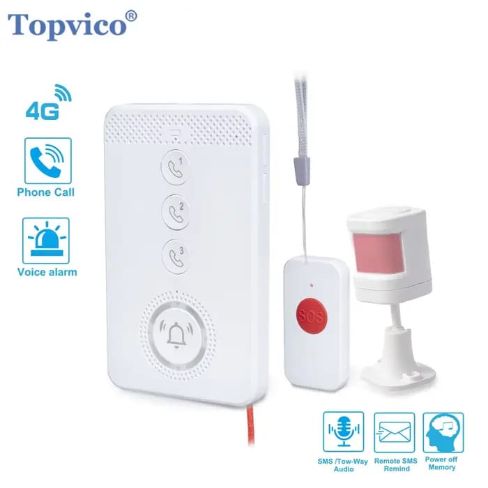 Topvico 4G GSM bouton de panique soins aux personnes âgées appels vocaux SOS pour aider à parler gratuit