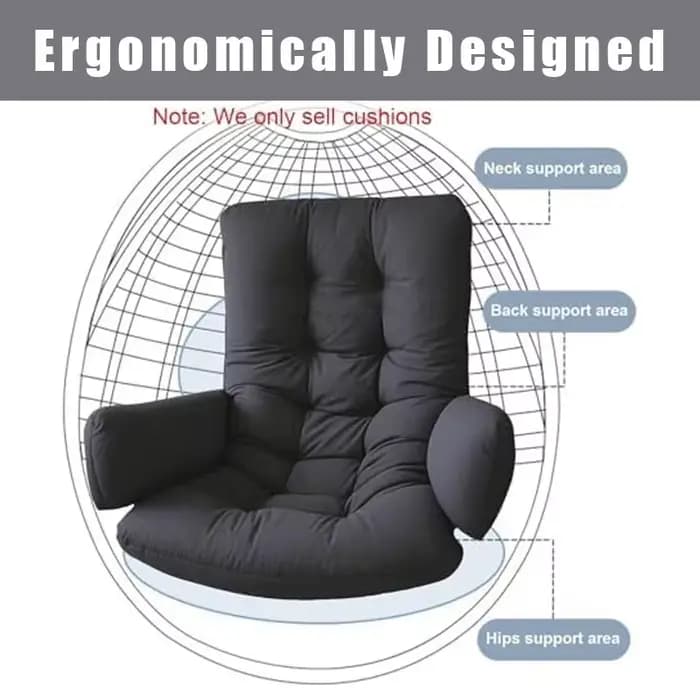 Coussin épais antidérapant pour chaise suspendue, coussin de siège en forme d'œuf pour chaise à bascule, coussin de dossier pour hamac de jardin extérieur et balcon