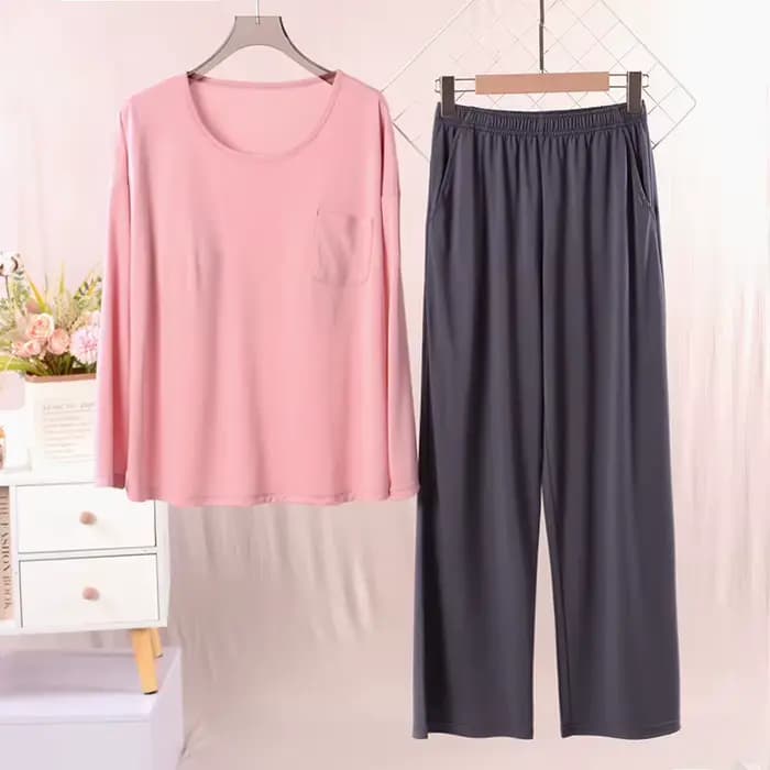 Ensemble pyjama décontracté pour femmes, coussin de poitrine, confortable, Modal, vêtements de nuit, vêtements de maison, manches longues