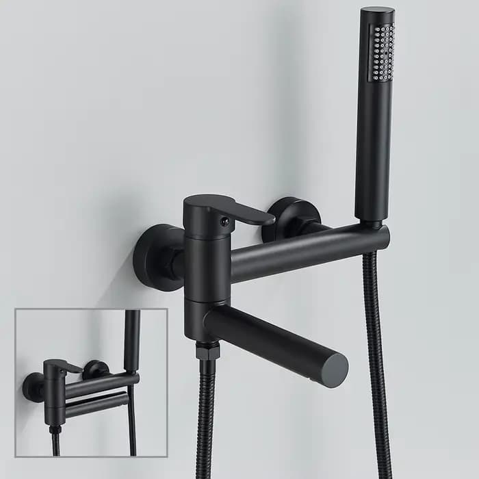 Robinet de baignoire noir, cascade murale, système de douche de bain intégré dans la baignoire murale, robinet mitigeur de douche