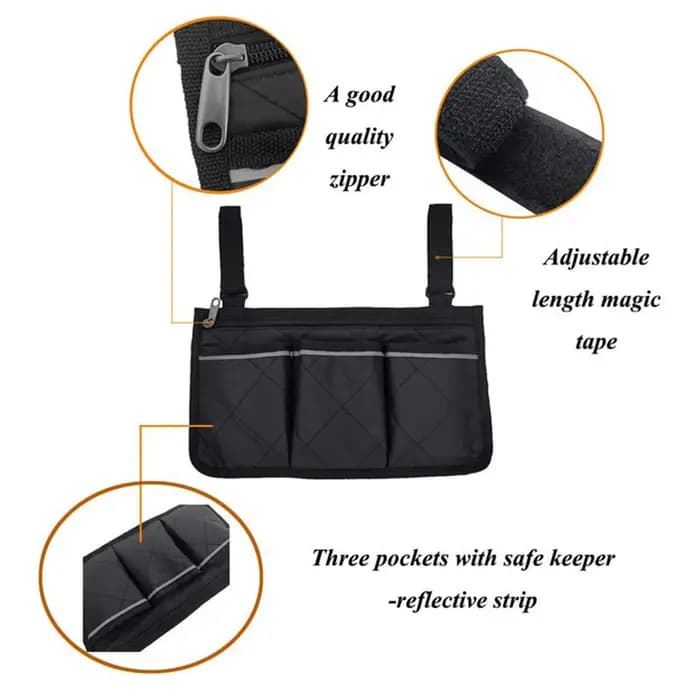 Sac de rangement latéral pour fauteuil roulant