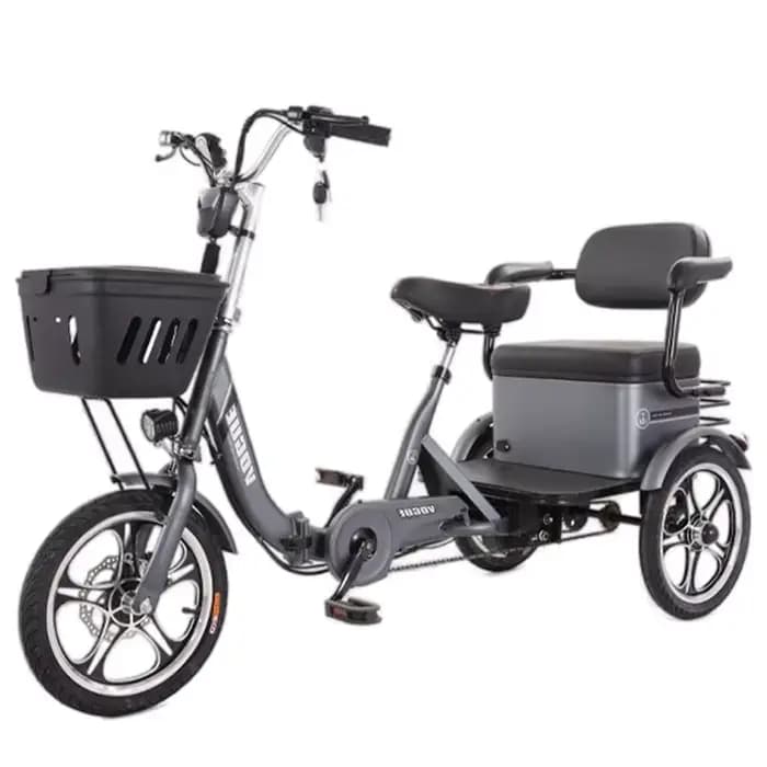 Tricycle électrique pliable à 3 roues pour personnes âgées, avec siège de passager, batterie amovibl