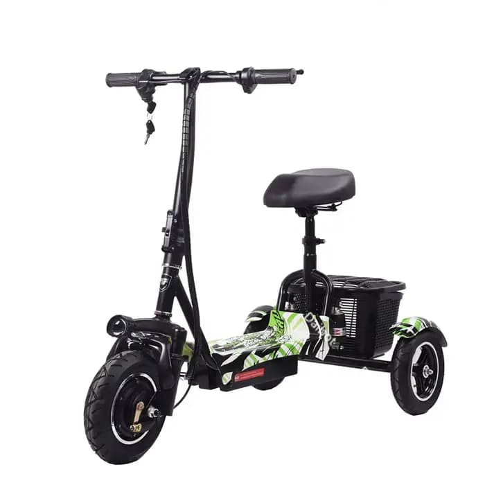 Trottinette électrique légère à trois roues pour adultes, avec siège et panier, Mini Scooter de mobi