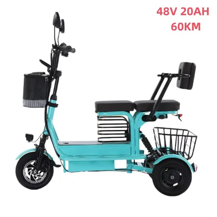 Scooter électrique à 3 roues 800W 48V, avec siège, Tricycle électrique de 10 pouces pour adultes, po