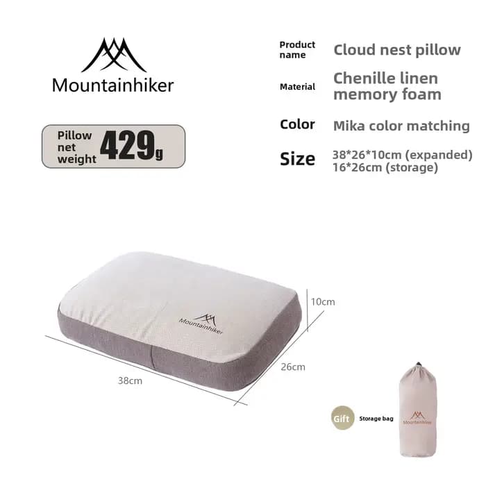 MOUNTAINHIKER Nouvel Oreiller Carré Confortable en Mousse à Mémoire de Forme, Portable pour Camping