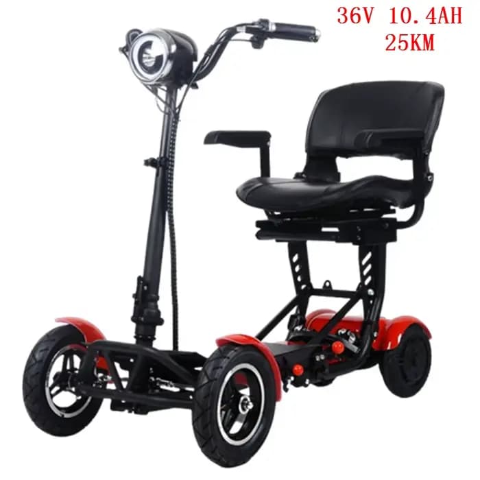 Trottinette électrique pliable à quatre roues pour personnes âgées, avec accoudoirs confortables, si