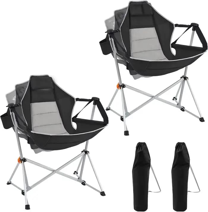 Chaise pivotante à dossier réglable en alliage d'aluminium, chaise à bascule pliante avec porte-gobe