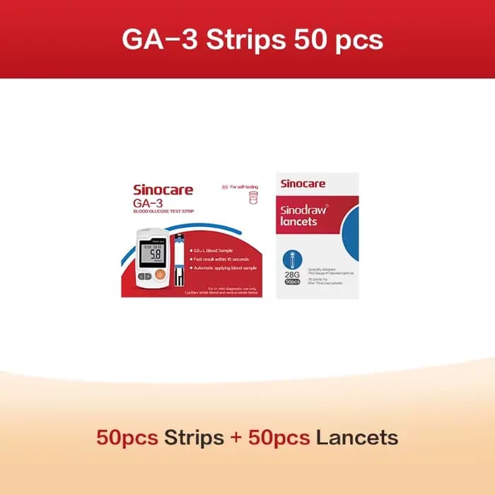Sinocare GA-3 compteur de glycémie & bandelettes de test et lancettes testeur médical de glycémie po