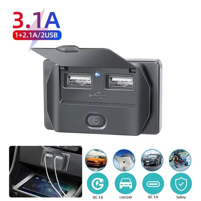 Adaptateur de prise de chargeur de voiture avec interrupteur, séparateur de charge à 2-4 Ports, pris