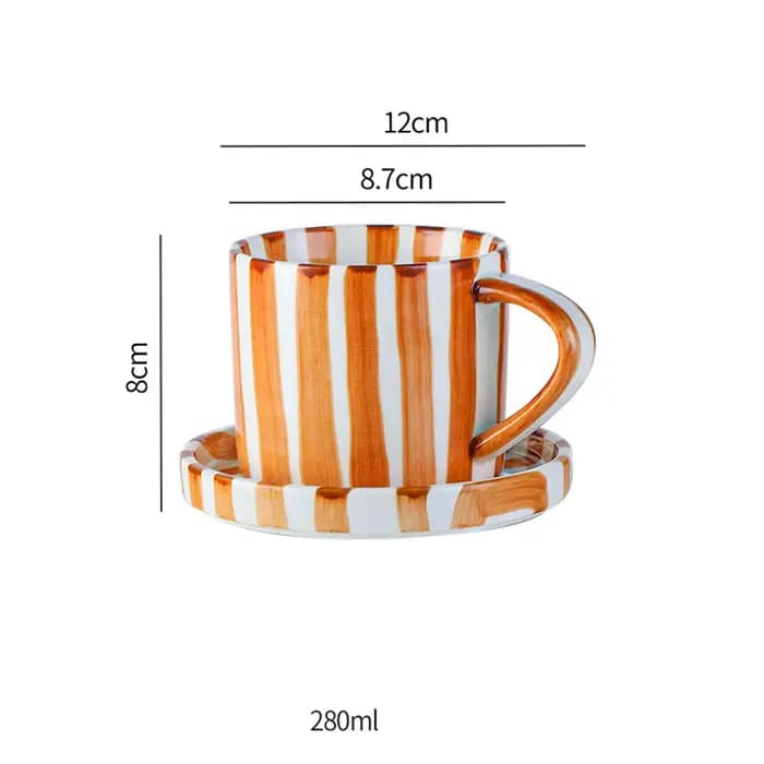 Tasse à café et thé de l'après-midi de 280ml/9.5oz, ensemble de tasses et assiettes dessinées à la m