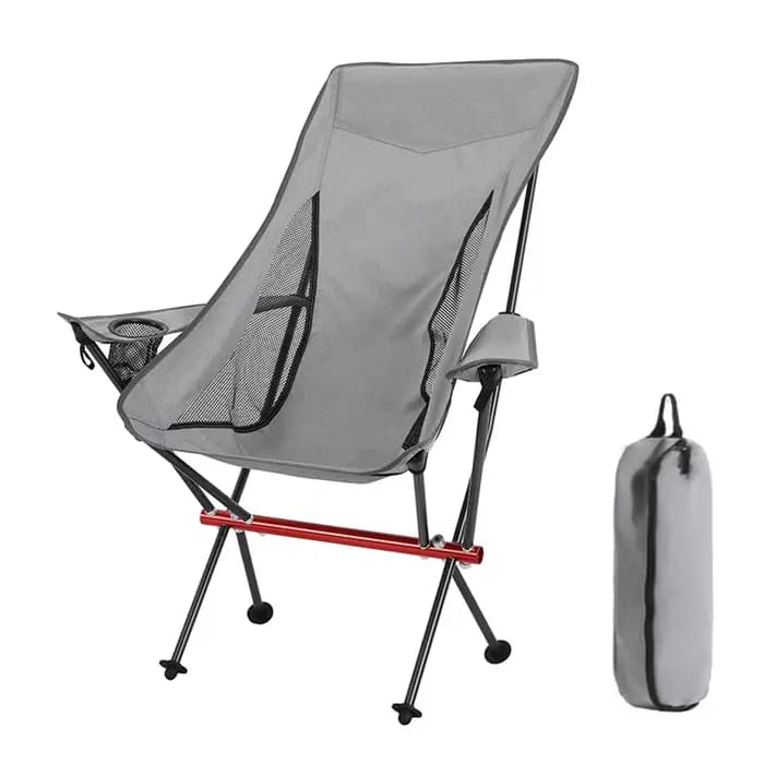 Chaise pliante avec accoudoir, chaises de Camping en aluminium avec couvercle de tasse, chaise pliab
