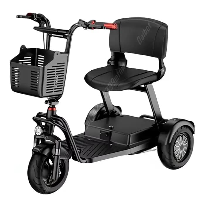 Scooter électrique pliable pour personnes âgées, 3 roues, 500W, rouge et noir, antivol, batterie amo