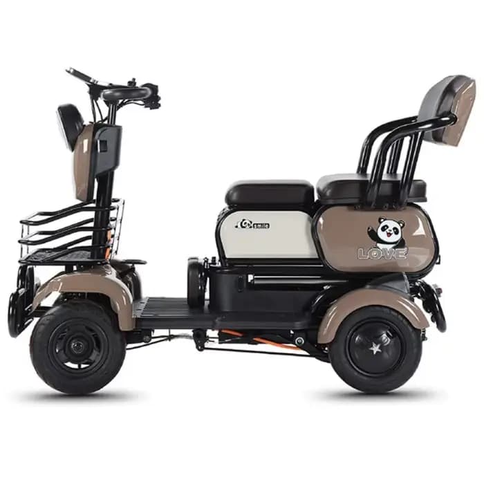 Famille 4 roues Scooter électrique aîné avec siège enfant pliable 800W Scooter de mobilité 3 places