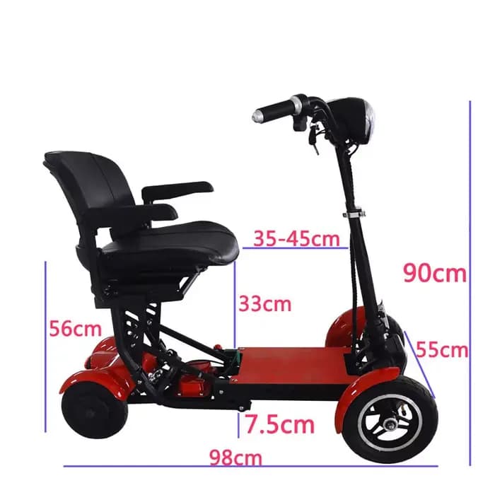 Scooter électrique de voyage léger pour femmes 500W 36V Scooters de mobilité 4 roues pliantes avec accoudoir amovible