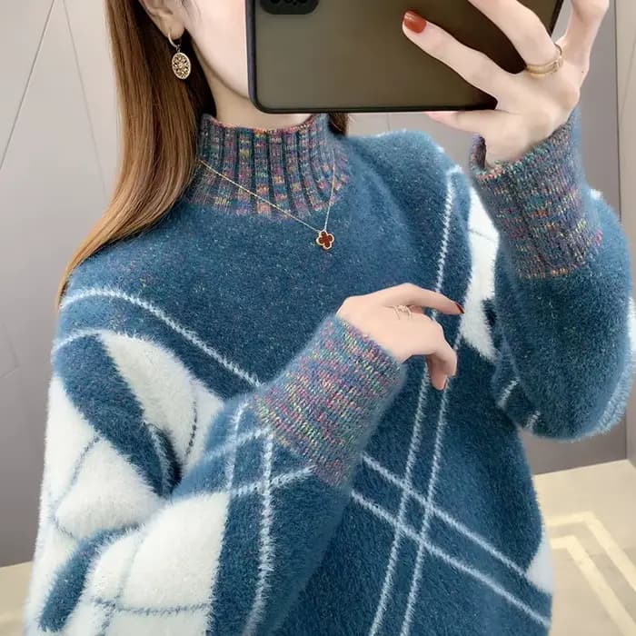 Pull chaud pour femme, ample, col mi-haut, à la mode, chemise à Base épaisse, nouvelle collection automne hiver 2025