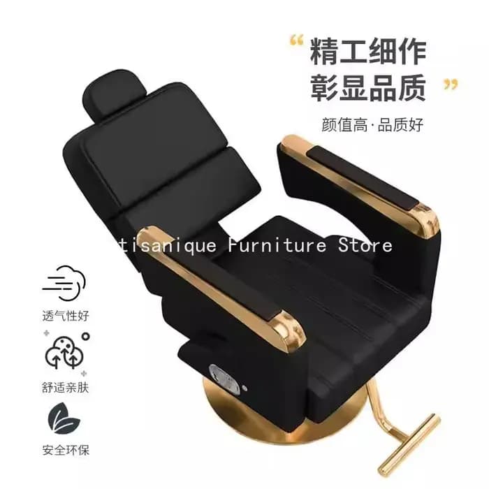 Fauteuil de Barbier Pivotant Ergonomique Gain de Place, Chaise de Salon à Roulettes Luxe Léger, Mobilier de Salon de Coiffure Haut de Gamme
