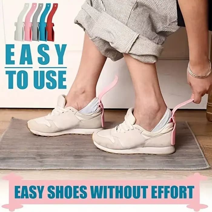 2 pièces Ustensile d'aide à l'enfilage de chaussures, Cale-chaussures en plastique à manche long, compatible avec toutes les chaussures, outil pour enfiler facilement