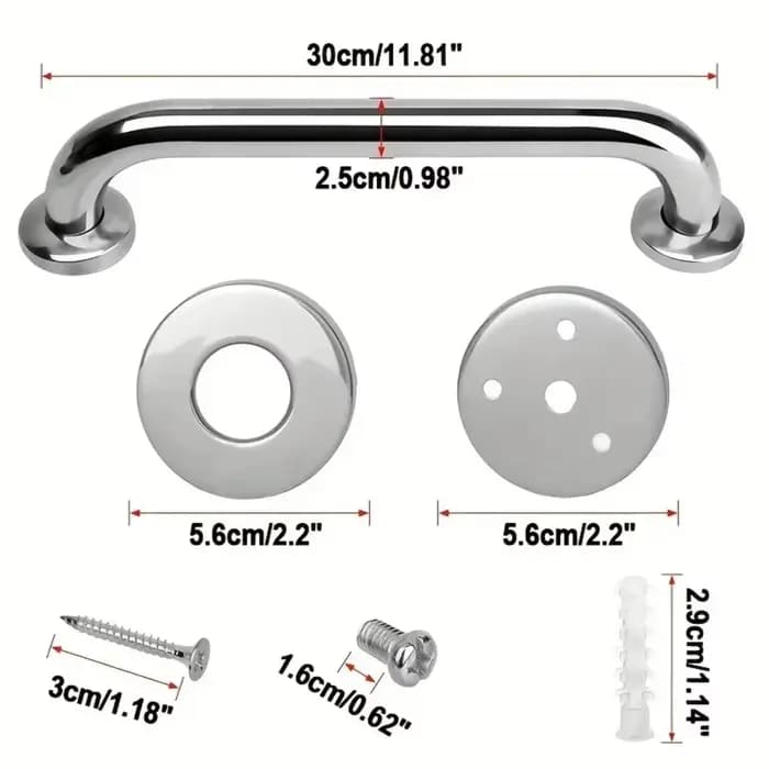 Barre d'appui murale en acier inoxydable 304 pour salle de bain