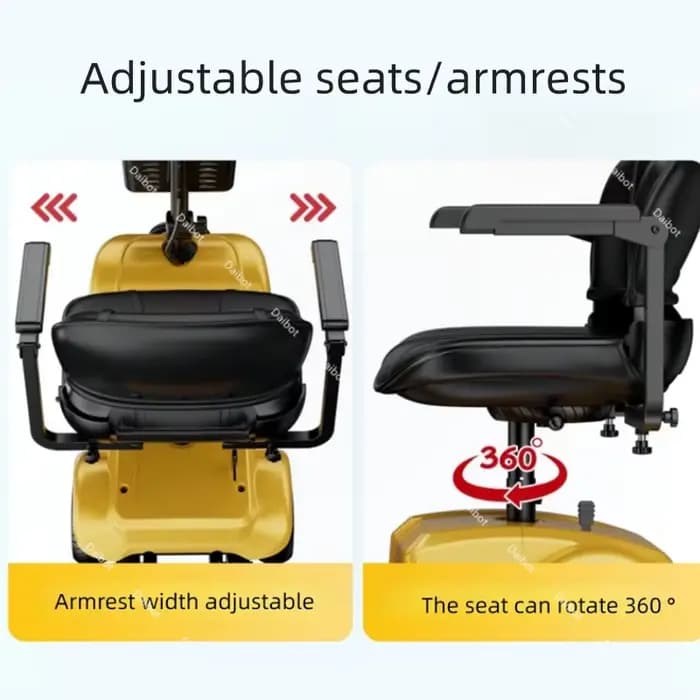 Scooter de mobilité adulte 4 roues pliable pré-assemblé avec siège/accoudoir/choc de Suspension réglable 300W