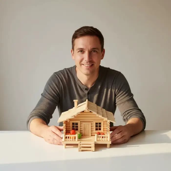 Modèle de construction 3D en bois, kit de maison en bambou DIY, jeu de construction artisanal, maison confortable, modèle de cabane en rondins miniature pour enfants et adultes, cadeau