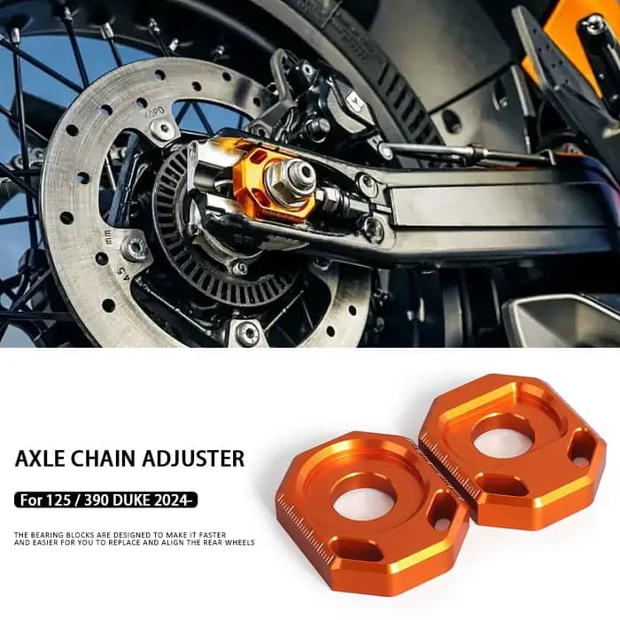 Orange avec Logo bloc d'essieu arrière ajusteur de chaîne régulateur curseurs tendeur moto pour 125 DUKE 390