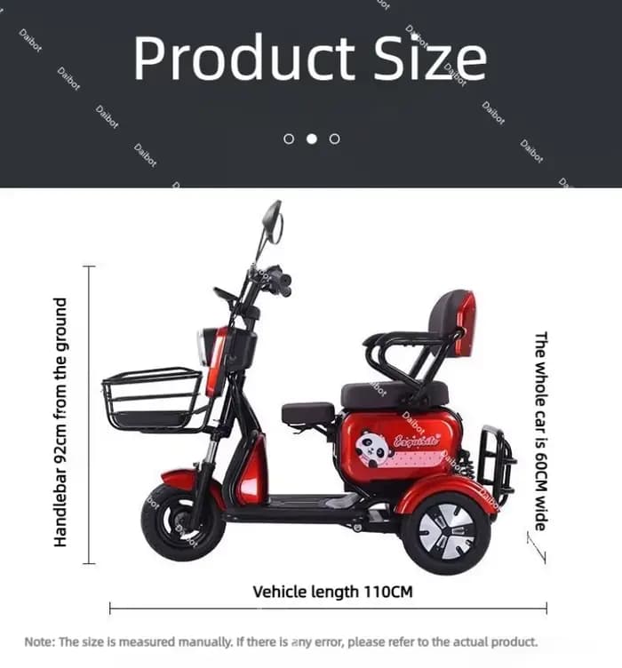 Scooter de mobilité à 3 roues pour personnes âgées et handicapées
