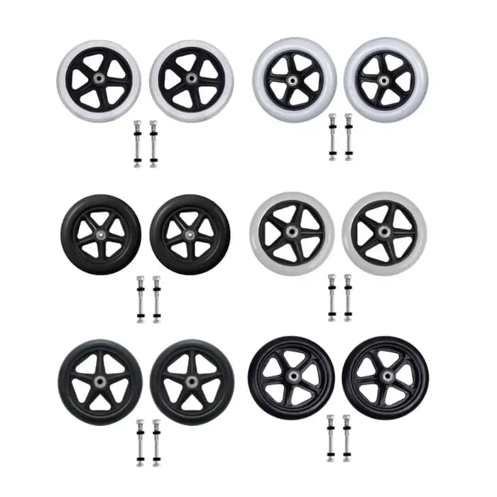 2 pièces 6/7/8 pouces fauteuil roulant robuste roues avant roulettes lisse Flexible solide pneu roue