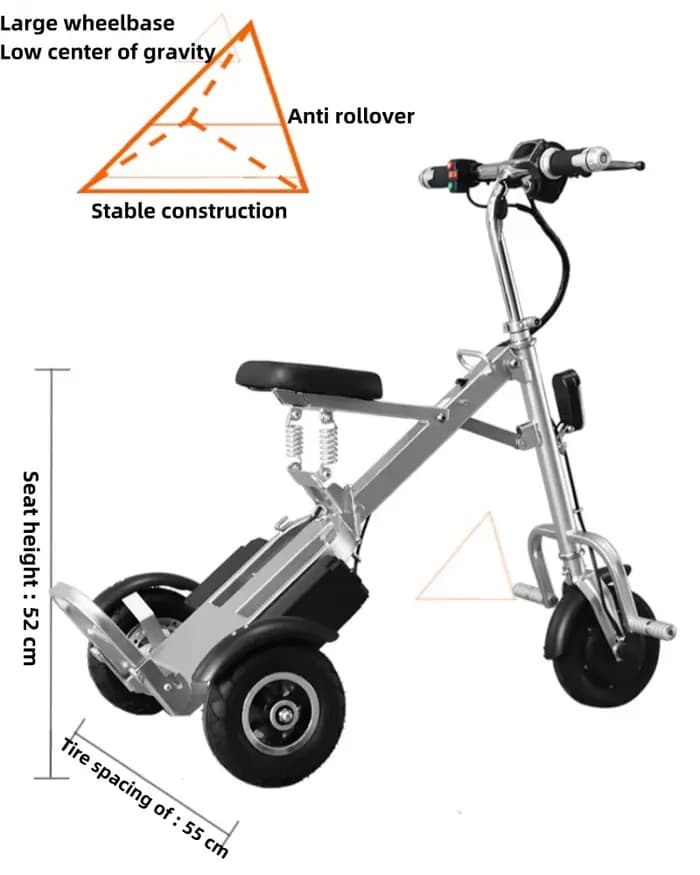 Mini Scooter Électrique Pliable avec Siège pour Personnes Âgées