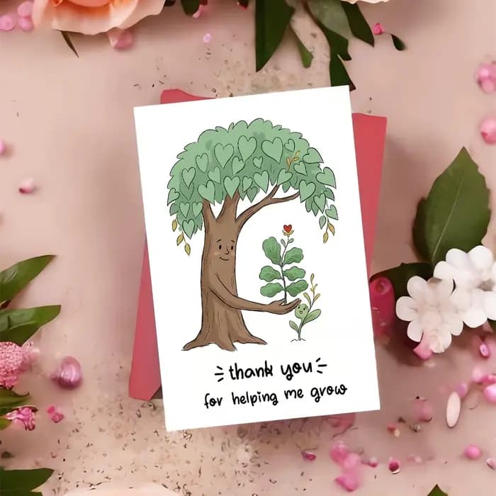 1 carte de remerciement sincère « Merci de m'avoir aidé à grandir » avec enveloppe, idéale pour les enseignants, les mentors, les entraîneurs – Exprime une gratitude profonde