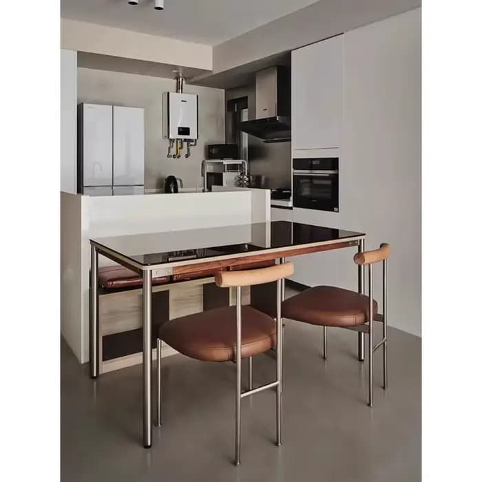 Chaise de salle à manger en bois massif de style vintage, chaise de bureau design avec dossier, chaise de table à manger de style français en acier inoxydable