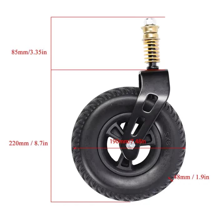 Roue avant de fauteuil roulant de 8 pouces