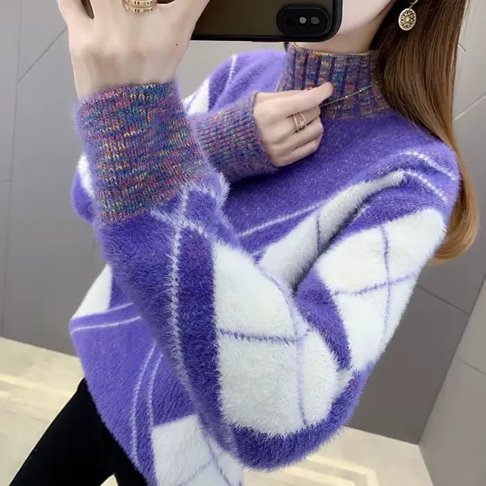 Pull chaud pour femme, ample, col mi-haut, à la mode, chemise à Base épaisse, nouvelle collection automne hiver 2025