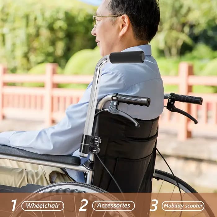 Extension de poignée de fauteuil roulant pour personnes âgées