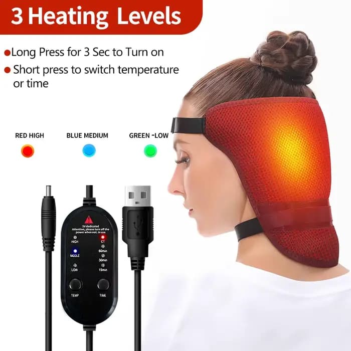 Support de tête chauffant électrique, 3 modes de chauffage, soulage l'inconfort du cou, réduit la pression sur la tête, améliore la qualité du sommeil