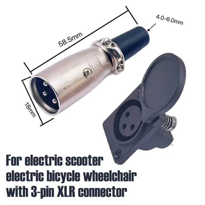Connecteur de charge 3 broches pour trottinette électrique et fauteuil roulant
