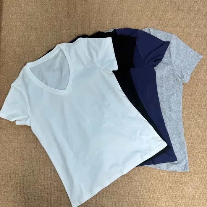 T-shirts pour femmes, vêtements féminins, col en V, manches courtes, polo pour femmes, matière en coton, vêtements pour femmes de haute qualité