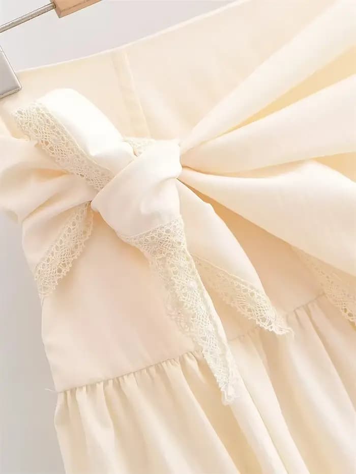 Jupe pour femme Nouvelle Collection Printemps-Été Beige Effet Écharpe Moelleuse Longueur Midi Décontractée Chic et Originale