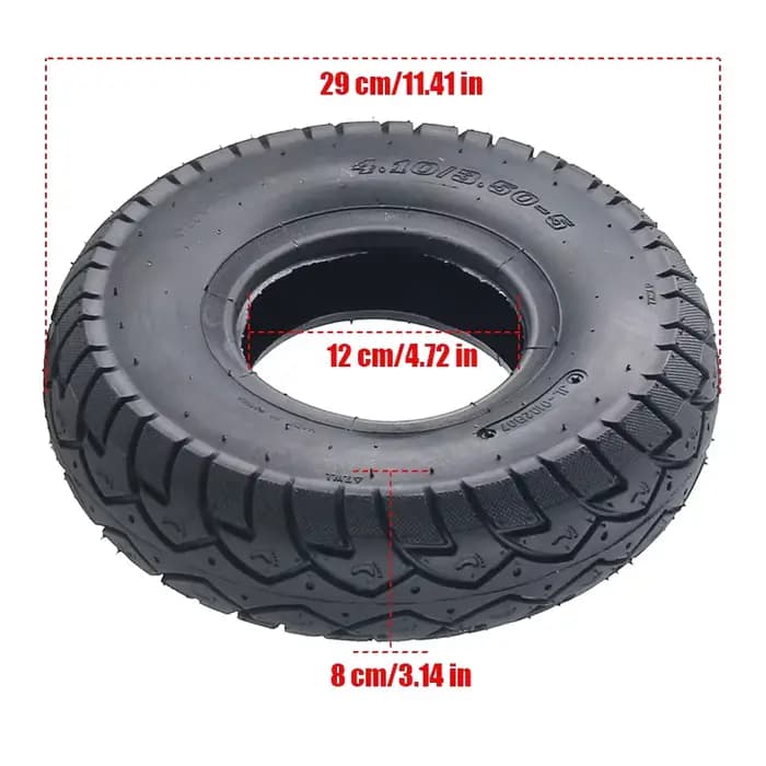 4.10/3.50-5 Quatre pneus et chambres à air adaptés aux motos