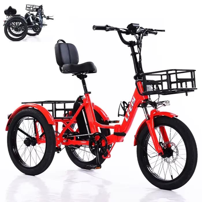 Tout Terrain adulte pliant VTT électrique Cargo 3 roues 350W 48V personnes âgées Tricycle