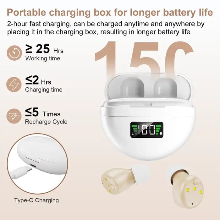 Aide auditive numérique rechargeable pour les personnes âgées
