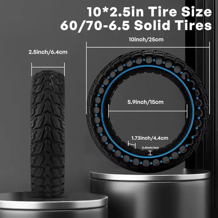 Pneu solide tout-terrain 10x2.5 (60/70-6.5) pour Scooter électrique Ninebot G30 G30L G30D